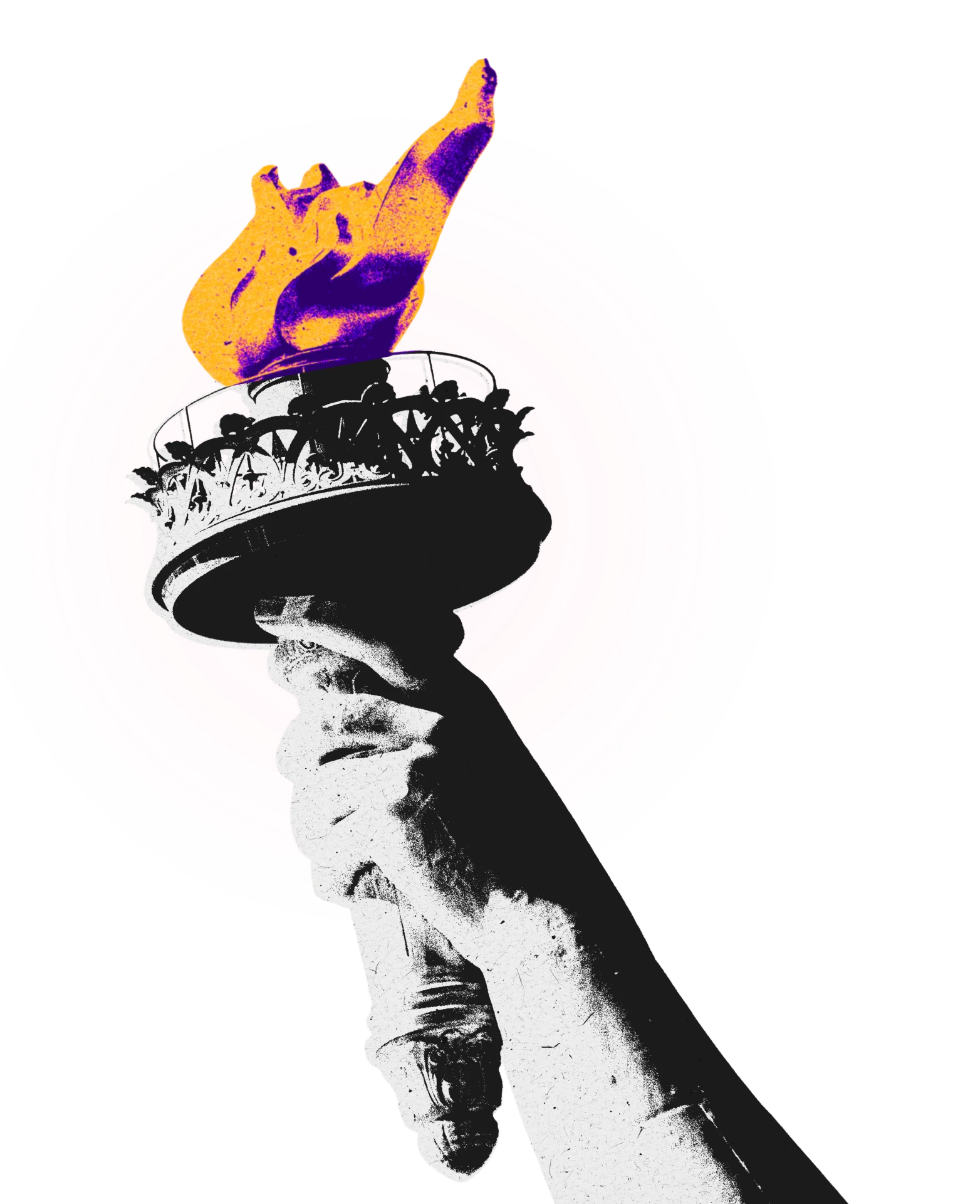 Torch of liberty raised over the bridge
